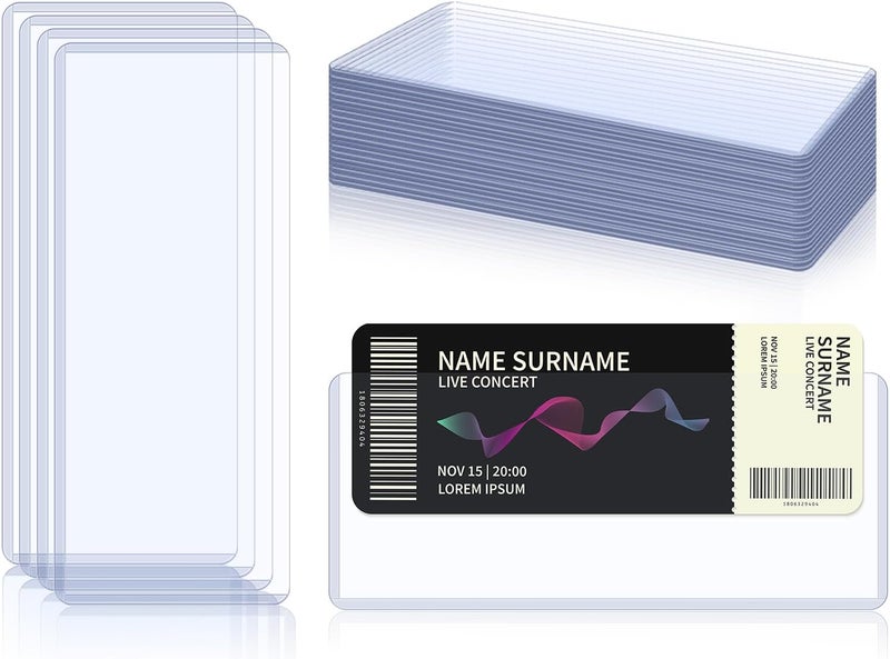 SKLENICE 20 Pcs Ticket Stub Toploader 8.9x3.9 Inches Ticket Stub Display Holder Currency Sleeves for Bills Currency Topload Holder Clear Money Protector PVC for Collectors Concert Tickets - Image 1